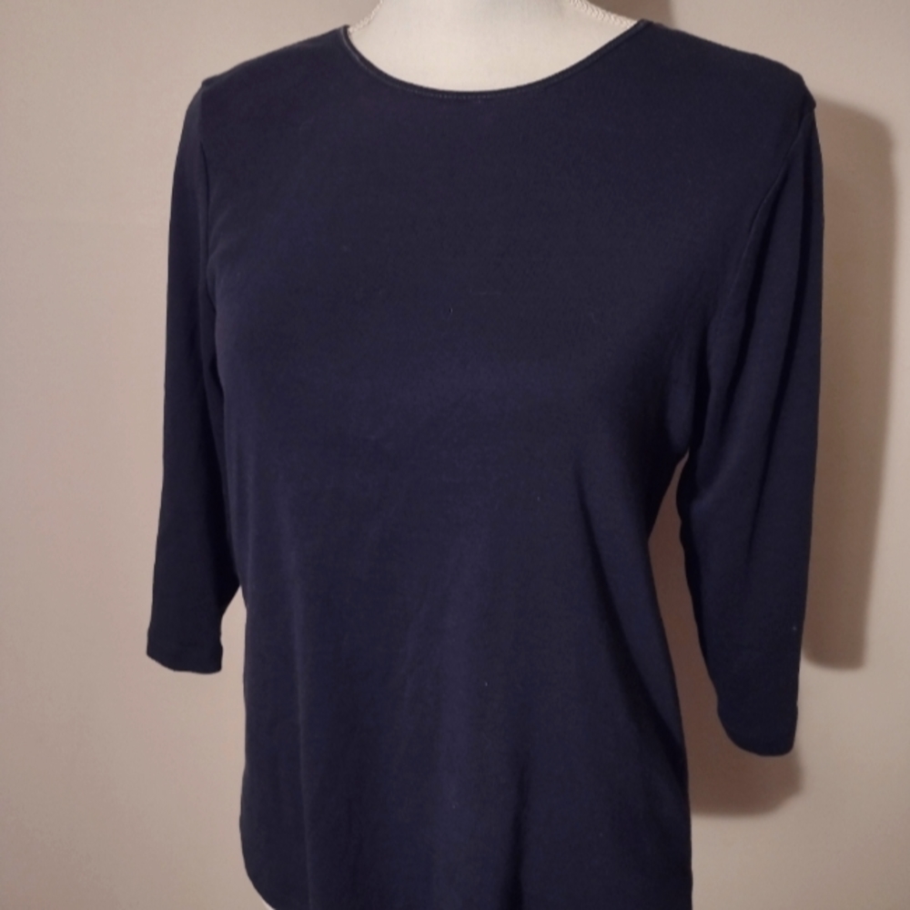 Navy Mid-sleeve Crew neck Medium Shirt